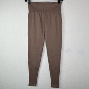 Papaya Active Ribbed Knit chocolate brown athletic leggings Size L, loungewear